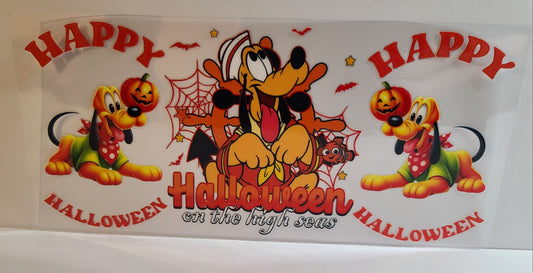 Lovable Orange Cartoon Dog Halloween UV DTF 16oz Cup Wrap – Ready to Apply