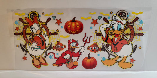 Bowtie Duck and Flower Duck Duo Halloween UV DTF 16oz Cup Wrap – Ready to Apply