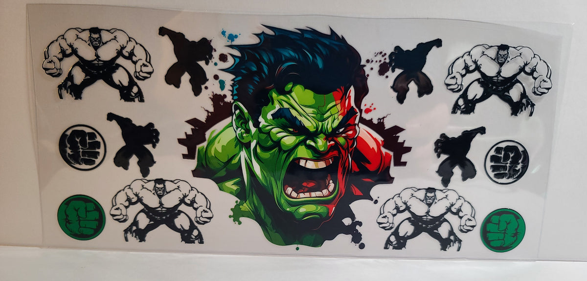 Green Rage Monster UV DTF 16oz Cup Wrap Design 2 – Ready to Apply