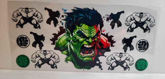 Green Rage Monster UV DTF 16oz Cup Wrap Design 2 – Ready to Apply
