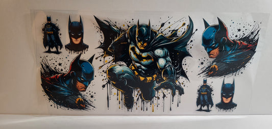 Dark Knight Bat Hero UV DTF 16oz Cup Wrap Design 3 – Ready to Apply