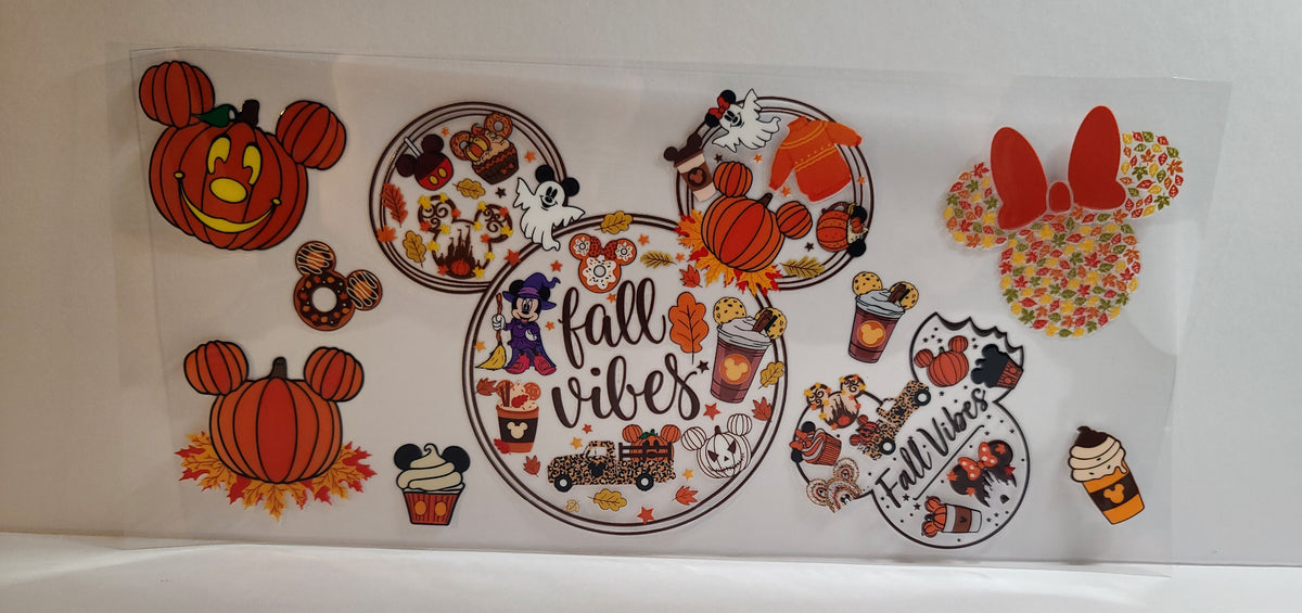 Fall Vibes Round-Eared Silhouette Autumn UV DTF 16oz Cup Wrap – Ready to Apply