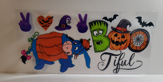 Gloomy Grey Donkey Thanksgiving UV DTF 16oz Cup Wrap – Ready to Apply