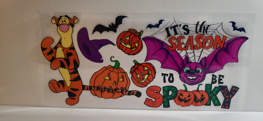 Bouncy Orange Striped Tiger It’s the Spooky Season Halloween UV DTF 16oz Cup Wrap – Ready to Apply