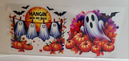 Hangin with My Boos Halloween UV DTF 16oz Cup Wrap – Ready to Apply