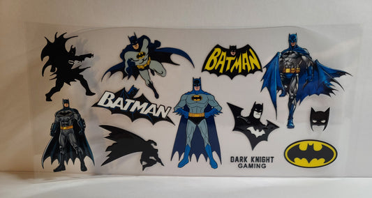 Dark Knight Bat Hero UV DTF 16oz Cup Wrap Design 7 – Ready to Apply