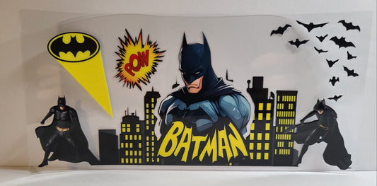 Dark Knight Bat Hero UV DTF 16oz Cup Wrap Design 5 – Ready to Apply
