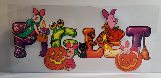 Honey Bear & Little Pink Pig Halloween UV DTF 16oz Cup Wrap – Ready to Apply