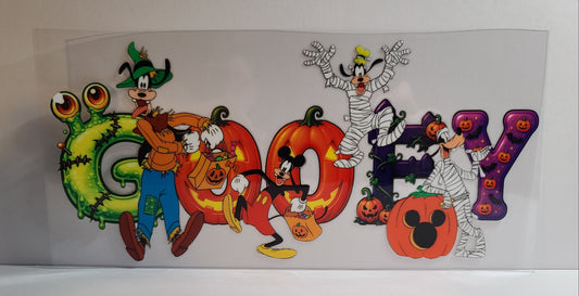 Tall Clumsy Cartoon Dog Halloween UV DTF 16oz Cup Wrap – Ready to Apply