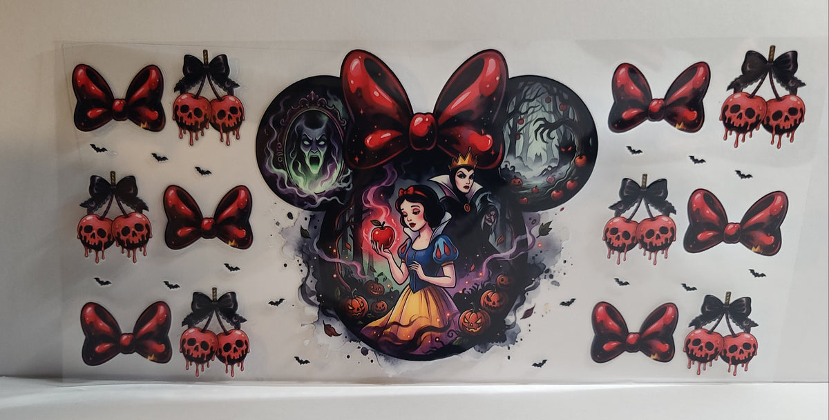 Fairest of Them All Dark-Haired Princess Halloween UV DTF 16oz Cup Wrap – Ready to Apply