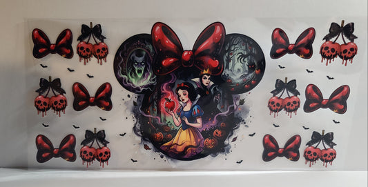 Fairest of Them All Dark-Haired Princess Halloween UV DTF 16oz Cup Wrap – Ready to Apply