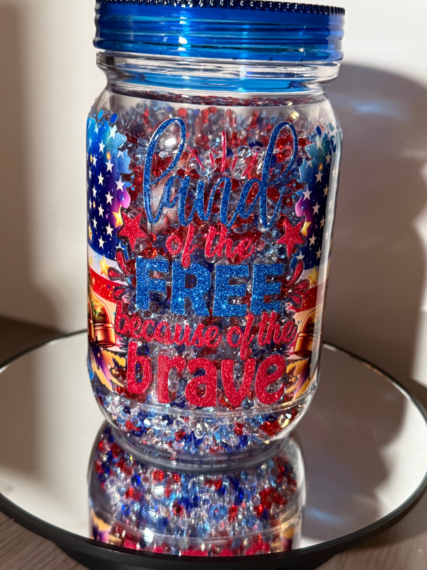 20oz. 4th of July snow globe tumbler