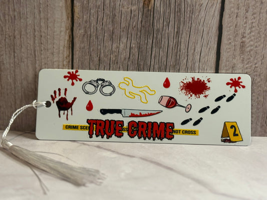 True Crime metal bookmark- double sided