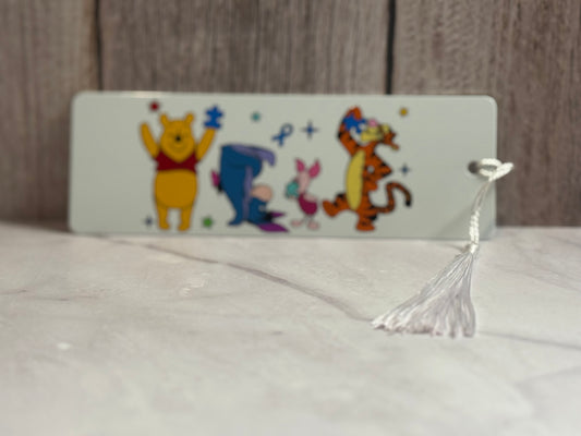Winnie the Pooh Autism Awareness double-sided Metal Bookmark with Tassel