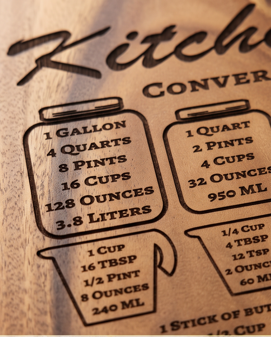 Kitchen Conversions Engraved Wooden Cutting Board