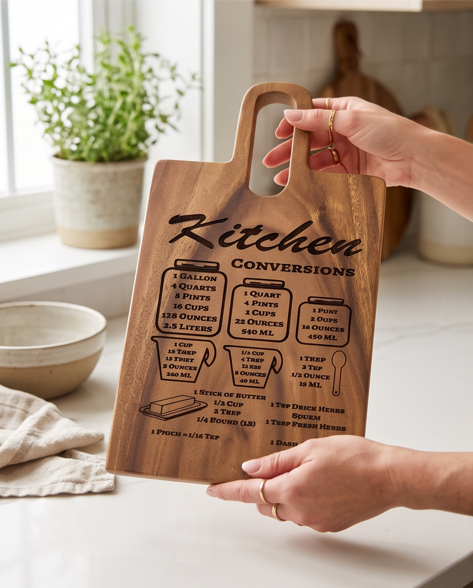 Kitchen Conversions Engraved Wooden Cutting Board