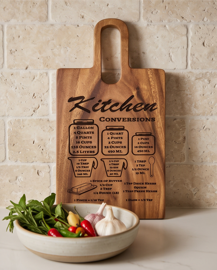 Kitchen Conversions Engraved Wooden Cutting Board