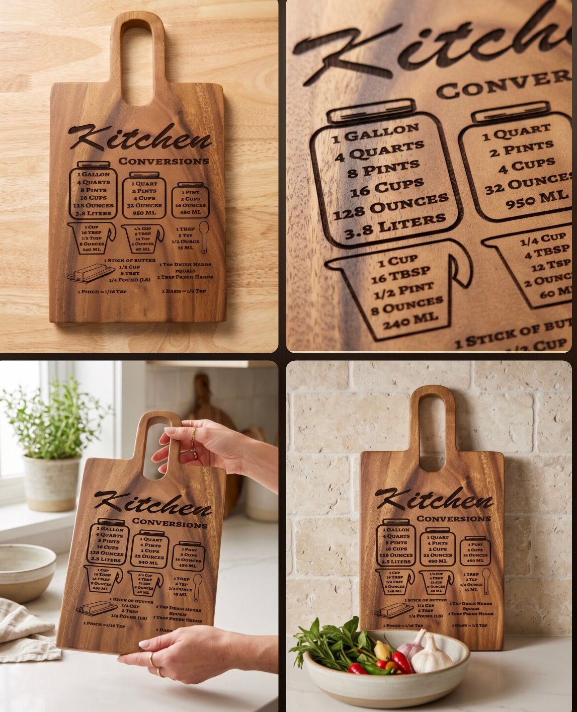 Kitchen Conversions Engraved Wooden Cutting Board