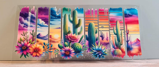 16oz Cup Wrap: Desert Sunset Cactus Floral Design  Vibrant Southwestern Art (FL24)