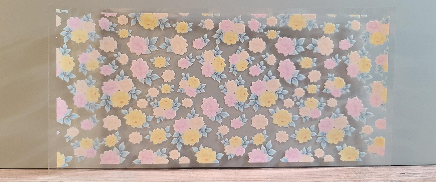 Floral 16oz Cup Wrap: Pastel Roses and Leaves Design (FL22)