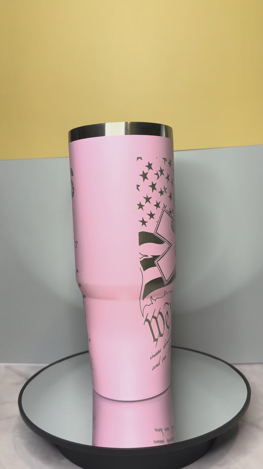 32oz. Pink engraved EMS "We the People" tumbler